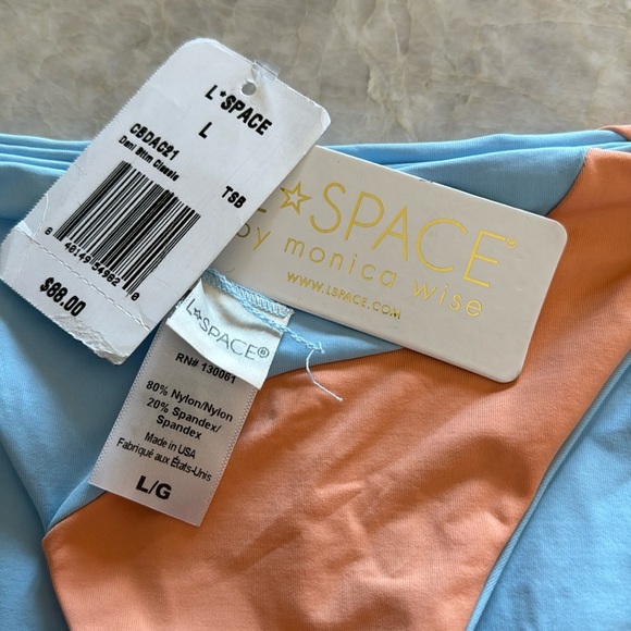 NWT‎ L*space Colorblock Dani Side Tie Bikini Bottom Tangy-Sky Blue Size… - Picture 9 of 10